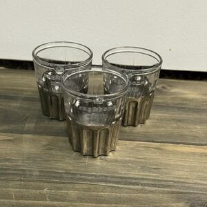 RAG &‎ BONE NEW YORK GLASS GUN METAL PLATED SHOT GLASSES -  1.5 Oz -SET OF 3